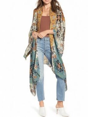 FREE PEOPLE Print Kimono Boho Festival